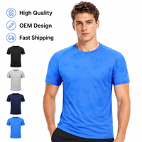T-shirt à manches courtes pour homme, col rond, design OEM ODM, coupe ajustée, séchage rapide, respirant, extensible, pour la course à pied, l'entraînement, le sport