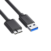 Câble adaptateur USB 3.0 Micro B mâle avec conducteur en cuivre pur, blindage tressé, charge rapide 3A, gaine en PVC pour appareil photo et ordinateur