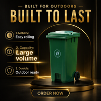 Poubelle à roulettes en plastique de 240 L, seau sanitaire en HDPE, conteneur à déchets mobile avec couvercle pour usage résidentiel extérieur
