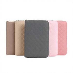 Hongbo Best Seller 9-Color 6-Gold-Ring A6 Pebble Quilted Leather Compact Zippy <b>Budget</b> <b>Binder</b> Wallet Office Planner and Agenda - Product Image 4