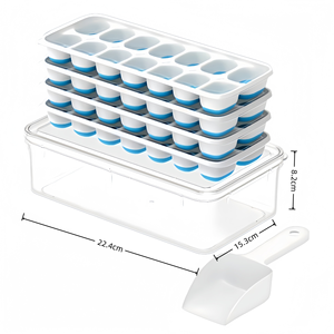 Plateaux à glaçons flexibles à 14 compartiments <span class=keywords><strong>sans</strong></span> BPA avec couvercle amovible et démoulage facile, vente en gros OEM/ODM, ensemble de moules à glaçons avec couvercle amovible - Product Image 4