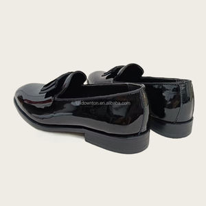 Italie luxe cuir verni brillant hommes mocassins avec nœud chaussure cuir de vache <span class=keywords><strong>homme</strong></span> habillage grande taille chaussures ajouter Logo Zapatos usine - Product Image 4