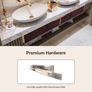 Mueble de Baño con Doble Lavabo de 56-104 Pulgadas, Mueble de Baño Flotante Moderno y Elegante con Lavabo y Espejo con Luz LED Inteligente y Antivaho - Product Image 4