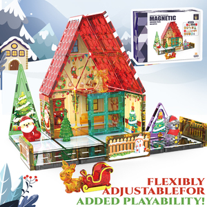 55 Piezas de Bloques de Construcción Magnéticos Navideños 3D, Azulejos Educativos de Seguridad para Niños, Juguetes de Azulejos Magnéticos Coloridos para Bebés - Product Image 3