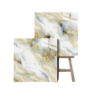 Nouvelles dalles de sol en céramique de porcelaine marbrée plaquée or, 600x600, émaillées, polies, de luxe, pour salon - Product Image 6