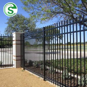 Valla de hierro forjado galvanizada y con recubrimiento en polvo de seguridad resistente, valla de acero superior con lanza - Product Image 1