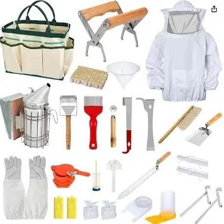 30 buah Kit pemula Beekeeping: Jaket jas, perlengkapan sarang lebah, dan alat penting untuk peternak lebah profesional