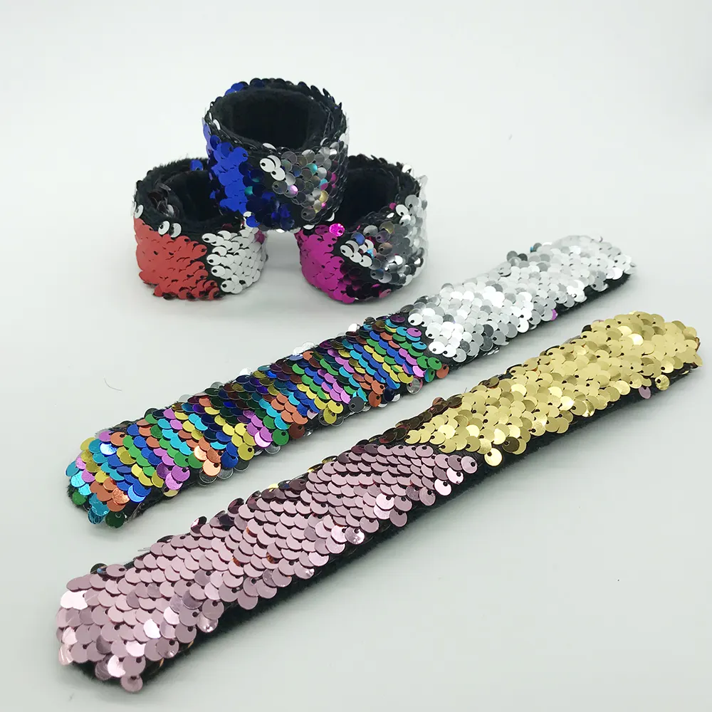 Mermaid Magic Reversible Sequin Slap Bracelet for Birthday Party Favors Supplies Kids Gifts