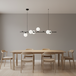 Lustre linéaire moderne en fer, 5/6 <span class=keywords><strong>ampoules</strong></span> G9 en verre, finition cuivre noir mat naturel, <span class=keywords><strong>suspension</strong></span> à lumière chaude pour maison contemporaine - Product Image 4