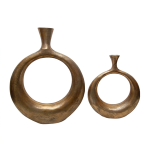Modern <b>Ceramic</b> Hollow Vase Tabletop Flower Holder Minimalist <b>Ring</b> Vessel Home Decor for Wedding Bedroom Living Room - Product Image 1