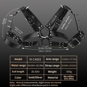 เข็มขัดหนังรัดรูปแบบ BDSM สำหรับผู้ชาย ปรับได้ สไตล์พังก์ กอธิค เฟติช สายรัดสำหรับเกมส์เซ็กส์สำหรับผู้ใหญ่ - Product Image 6