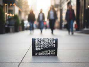 Borsa a Tre Pieghe per Donna, Motivo a Scacchi, in Microfibra e Pelle Sintetica, Chiusura a Patta, Senza Tracolla - Product Image 2