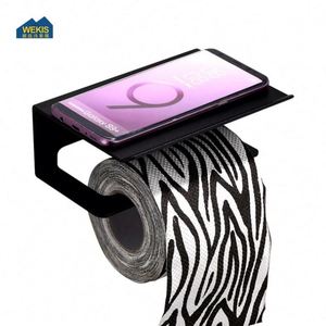 Newest 304 Stainless Steel Black Wall Mounted Bathroom Roll Tissue Toilet Holder With Mobile Phone <b>Shelf</b> - Product Image 3