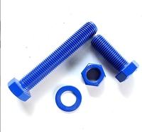 Baut Hexagonal Baja Karbon 8.8 Kekuatan Tinggi Grosir dengan Lapisan PTFE DIN933 Din931 Set Mur Hexagonal