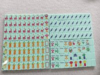 Ubin Mahjong Amerika Warna Hijau Mint Pastel dengan Cetakan Bunga Willow Segar yang Dilukis Tangan untuk Hiburan.