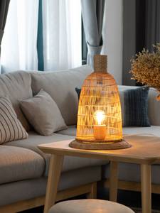 Handmade Woven Bamboo Table Lamp Rustic <b>Tall</b> Woven Basket Rattan Base Natural Lighting Home Decor Supplier - Product Image 4