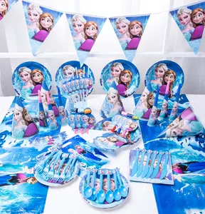 Nieuwe 90 Stuks Kopjes Messen Borden Frozen Party Gunst Set Met Kleurendoosverpakking