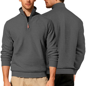 Vendita di <span class=keywords><strong>felpa</strong></span> ricamata Patchwork Casual da <span class=keywords><strong>uomo</strong></span> personalizzata con collo a mezza <span class=keywords><strong>cerniera</strong></span> e maniche lunghe - Product Image 1