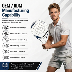 Raqueta de Pádel/Tenis Profesional Deportiva, Calidad OEM, Logotipo Personalizado, Forma de Diamante, Fibra de Carbono 12K, Popular - Product Image 1