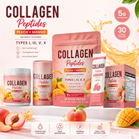Poudre de Collagène Peptidique Pêche Mangue Types I III V X 150g Mélange de Peptides Multi-Sources Bien-être Quotidien Formule Personnalisée Fournisseur