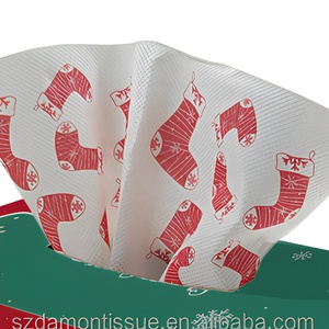 Mouchoirs en papier personnalisés Damon-Tissue, thème Noël, imprimés, 3 plis, en pâte <span class=keywords><strong>de</strong></span> bois <span class=keywords><strong>vierge</strong></span>, ultra doux, pour usage domestique, boîte carrée - Product Image 2