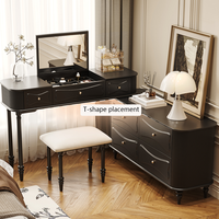 Coiffeuse Meuble Grand Ensemble Tabouret Vintage 70cm Bureau Français Personnalisé Rose Importation Laqué Gris Beige Coiffeuse