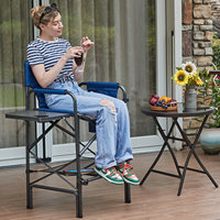 Chaise de directeur haute bleue, hauteur d'assise 30,7 pouces, chaise pliante avec table latérale et porte-gobelets, supporte 350 lb, pour le camping et les activités de plein air