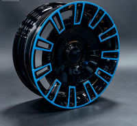 Jantes forgées personnalisées 6061-T6 noir brillant avec accent bleu, jantes en alliage multi-rayons pour Rolls-Royce Cullinan Ghost Phantom