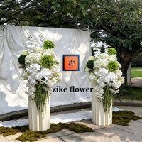 Centre de table en fleurs artificielles ZIKE blanc et vert, arrangement floral en soie d'hortensia, décoration de table pour mariage, réception, événement