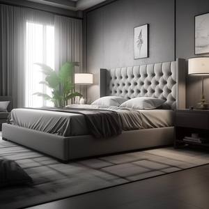 Cadre de <span class=keywords><strong>lit</strong></span> escamotable moderne en cuir transparent en acrylique rembourré grand format personnalisé avec rangement - Product Image 5