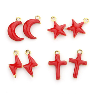 Pendentif étoile lune croix éclair en acier inoxydable, accessoires de bijoux en émail pour la fabrication de colliers H1407 - Product Image 4