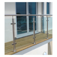 Poteau rond en acier inoxydable pour garde-corps en verre, design robuste avec base à bride et support de serrage pour verre