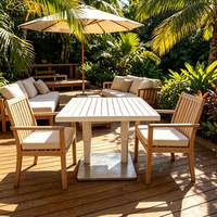 Mesa de Jardín para Terraza de Resort o Villa, Cuadrada, Hidráulica, Ajustable en Altura, Completamente de Aluminio, para Exteriores