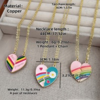 Collier pendentif série Couple amour détachable en zircon coloré en cuivre plaqué or 18 carats Style classique simple