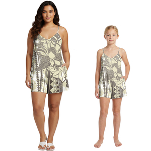 Trajes Casuales con Estampado Tropical y Bolsillos para Niñas Estilo Hawaiano, Monos para Mujer, Conjuntos a Juego para Madre e Hija - Product Image 3