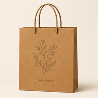 Sac en papier kraft écologique avec logo personnalisé et poignées en corde pour emballage cadeau boutique