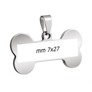 Plaque d'identification animale en acier 165x32,5mm avec motif os - Product Image 2