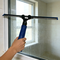 Squeegee pour fenêtre de 14 pouces, squeegee professionnel pour le nettoyage des fenêtres et des vitres, manche en plastique, squeegee pour douche