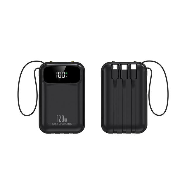 10000mah Smart Capacity Display Portable Powerbank 120w PD 20wFast Charging Power Banks With 3 Cables PB16