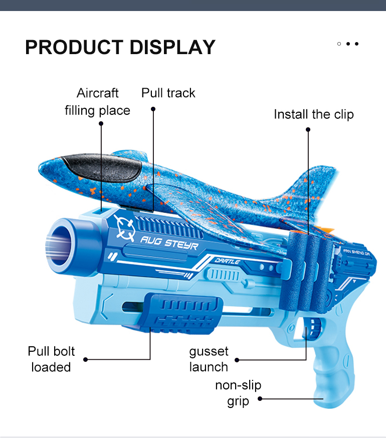 5 In 1 Shooting Game Soft Ball Bullet Launcher Toy Flying Foam Aircraft Catapult Plane Gun