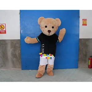 Hot sale Customized cartoon bear mascot costume Wearing black clothes Funny cartoon bear mascot adult party costume