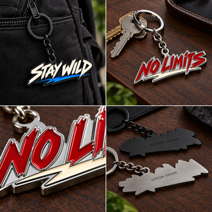 Porte-clés en métal émaillé personnalisés OEM ODM avec inscription motiver, pour streetwear et promotion - Product Image 3
