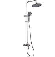 Ensemble de robinetterie de douche thermostatique en laiton à poignée unique, finition chromée, avec cartouche céramique, barre de douche pluie et jet doux, fixation murale pour salle de bain