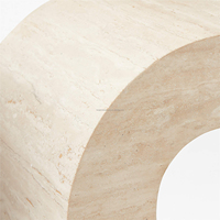 Table console en travertin beige, étroite, moderne, décoration d'hôtel, villa, table d'entrée en travertin, meuble de salon