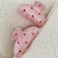 Diamant Coeur Rose Acétate Cheveux Griffe Doux Dos Tête Cheveux Requin Clip Cheveux Bandeau Décoratif