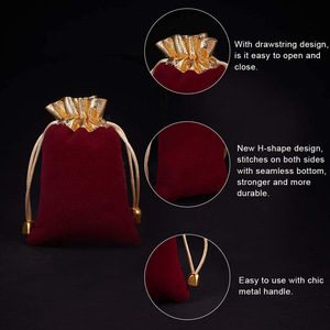 Bolsa de Regalo para Joyería Pequeña con Cordón y Borde Dorado con Logotipo Personalizado - Product Image 6