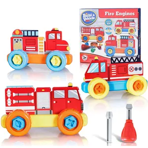 Mainan Truk Api, Mainan Truk Pemadam Kebakaran, Mainan Pembelajaran, Kendaraan Bangunan, Truk