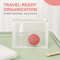 Sac cosmétique transparent en PVC avec logo personnalisé, fermeture éclair, autoportant, étanche, pour le stockage d'échantillons, vente en gros