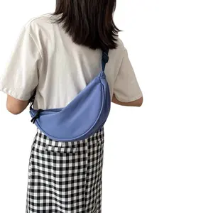 Bolsa transversal, bolsa de lona, feminina, estilo coreano, simples, bolsa de peito, de ombro, para estudantes, com alça ajustável 2022