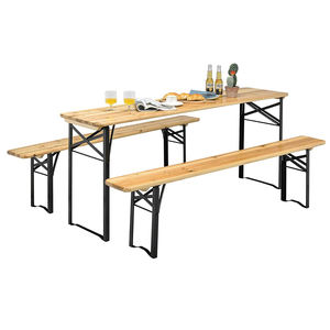 Table <span class=keywords><strong>de</strong></span> pique-nique pliante, table <span class=keywords><strong>de</strong></span> jardin, table <span class=keywords><strong>de</strong></span> bière, ensemble <span class=keywords><strong>de</strong></span> bancs, table pliante en métal pour restaurant, événement, mariage, banquet - Product Image 6